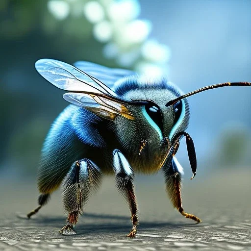 Ultra realistic bee. epic, highly detailed, unreal engine 5, god rays, ray tracing, RTX, photo realistic lighting, ultra detail, volumetric lighting, 3d, finely drawn, high definition, high resolution.