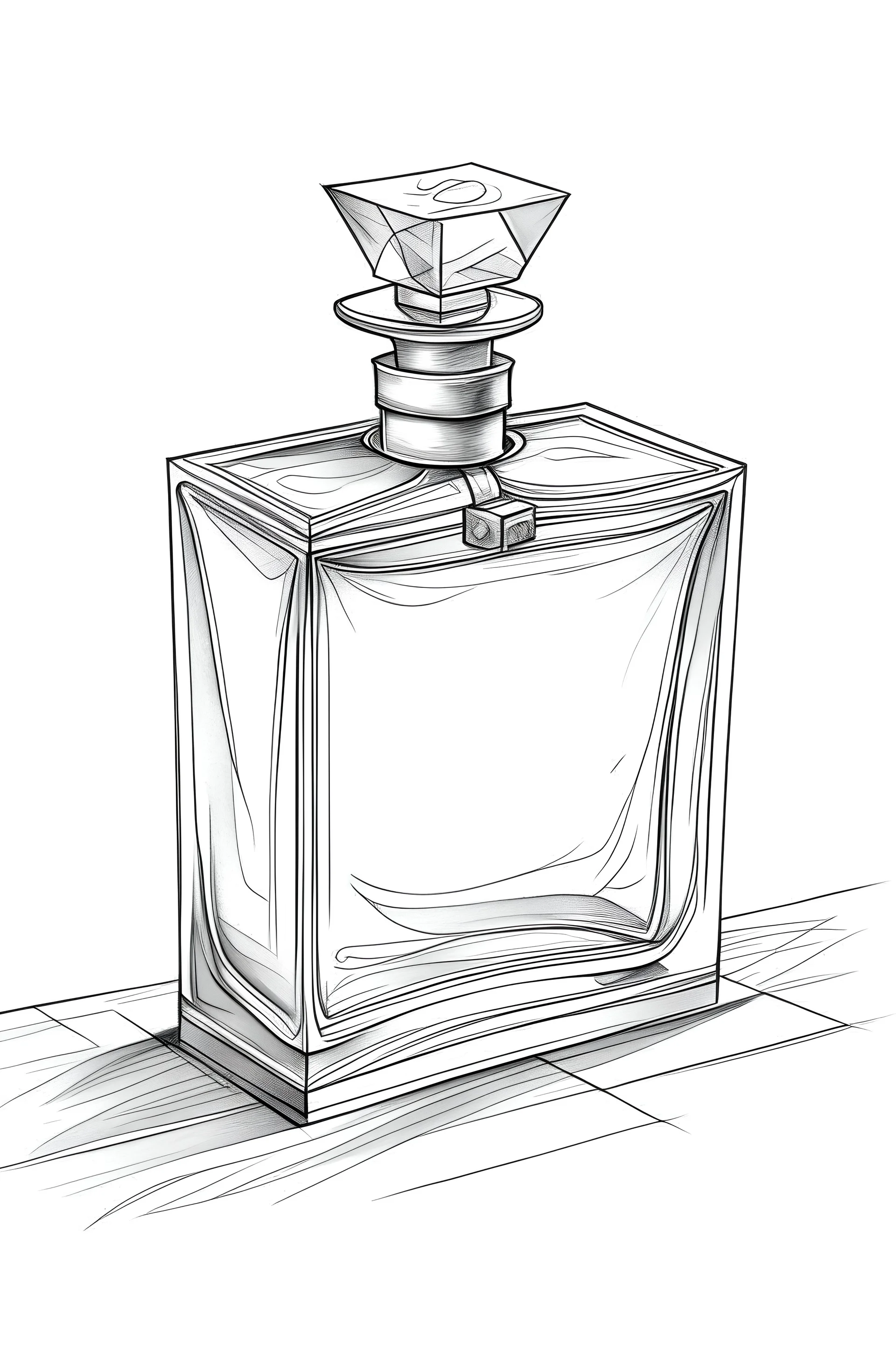 perfume with reinforced concrete on a white background drawing
