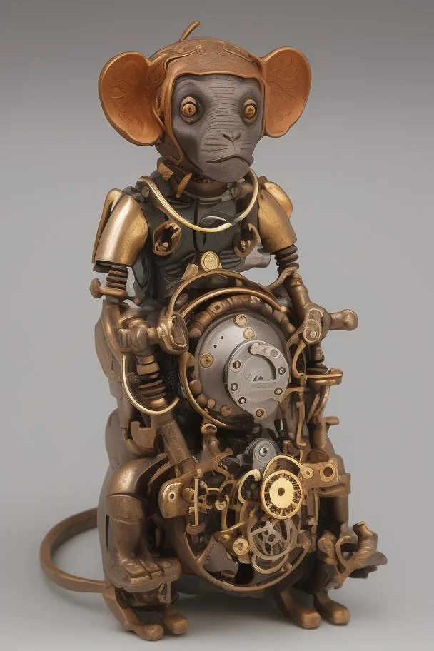 small cute steampunk mechanical monkey