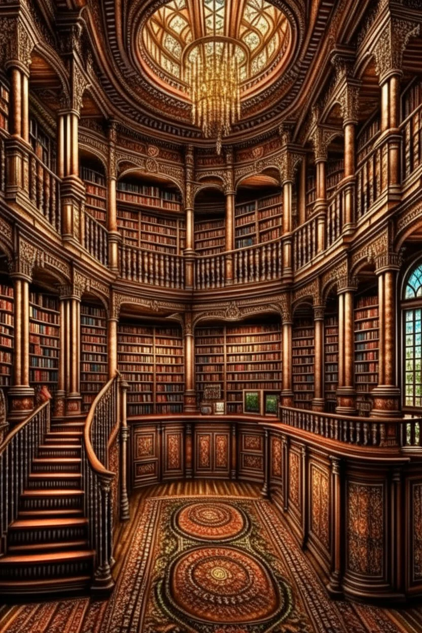 library, in fantasy style, like in a fairytale, sharp focus, studio photo, intricate details, highly detailed