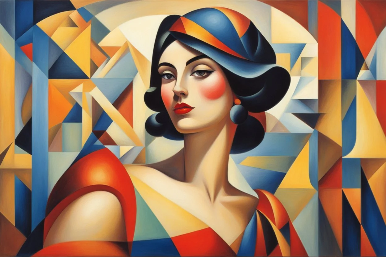 Beautiful woman, baroque party, luxury Weight:1 abstract cubism Euclidean Georgy Kurasov Albert Gleizes Weight:0.9 in sunshine