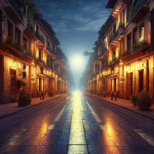 calle de pais por la noche