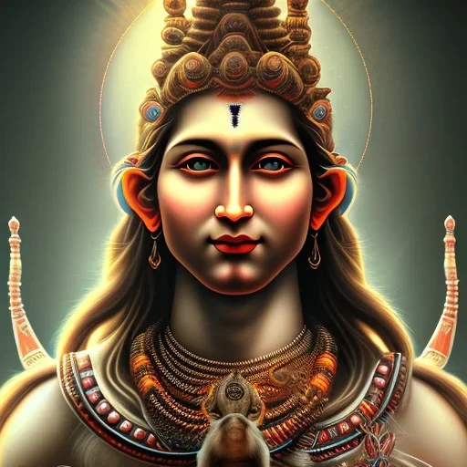 portrait Lord Shiva, meditation, third eye, universe, fourth dimension, fractal, realistic, 8k, high quality, extreme detail, symmetrical,