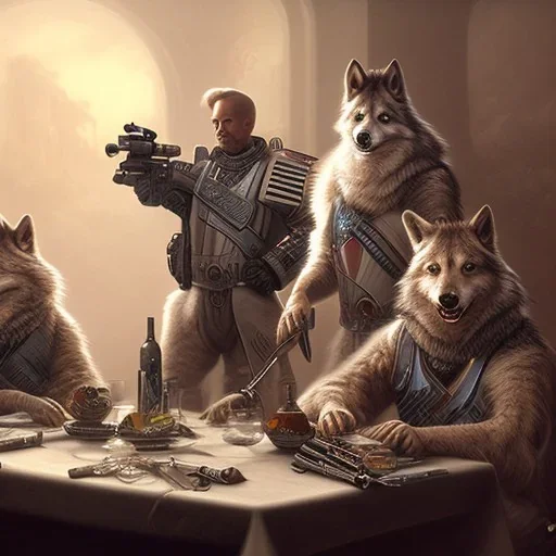 Wolfpack sitting at Table