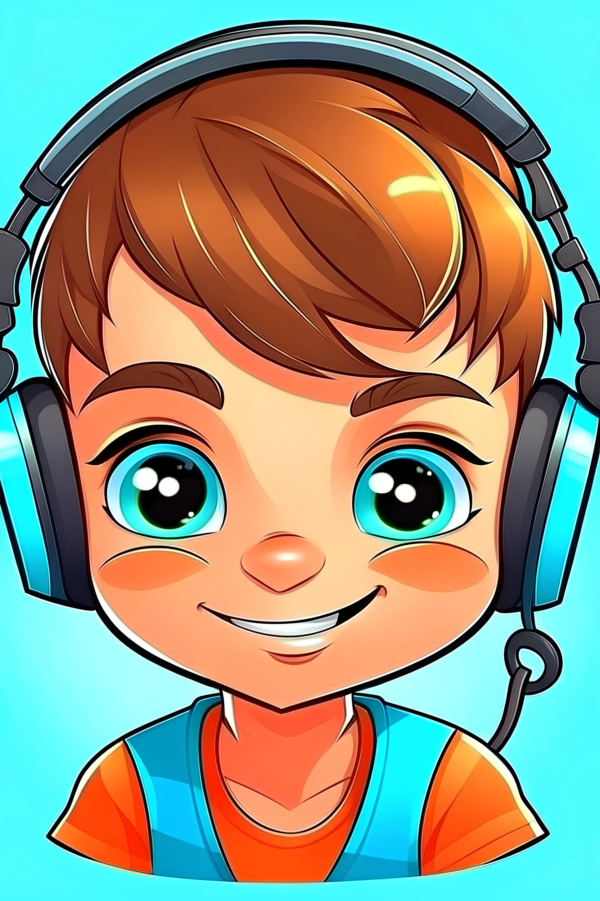 make a cute kid with headset cartoon more easy and smart and a profil picture make it smaer