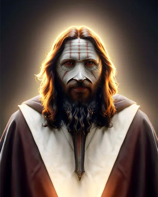 "Jesus, mysterious Kenku male, bird, full-scale head and shoulders portrait, 8k resolution concept art portrait by Greg Rutkowski, Artgerm, WLOP, Alphonse Mucha dynamic lighting hyperdetailed intricately detailed Splash art trending on Artstation triadic colors Unreal Engine 5 volumetric lighting Splash art fantasy"