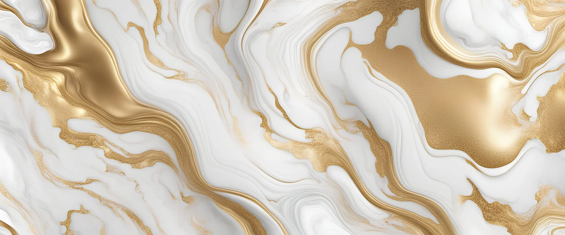 Hyper Realistic White & Golden Abstract Marble Textures