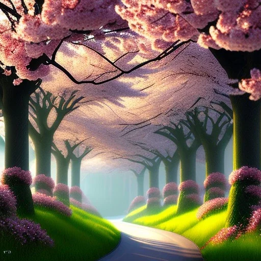 Cherry blossom tree forest