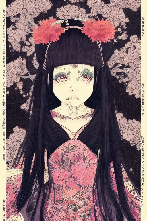 Portrait, photorealistic beautiful stunning lady and goddess, medium shot, Victo Ngai, Bosozoku, shin hanga corporate Memphis MythPunk American DarkLolita Animanga Dreamcore