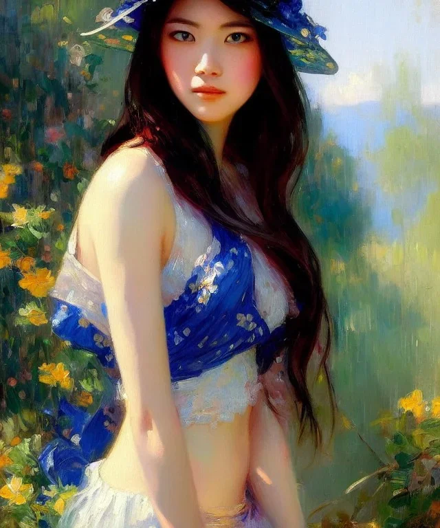 realist impressionist portrait of "The Curious Female" by Ross Tran rework. Masterpiece, best quality, painted impressionist brush strokes. paint drips and drabs and splatters by and by art nouveau and richard schmid . Paint spatters, drips, drabs, dynamic, artstation, artgerm