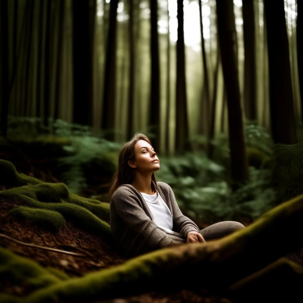 woman relaxing in the forest