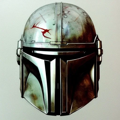 photorealistic the mandalorian helmet, illustration by <agnes cecile> <Yoji Shinkawa>, natural tones, ornate and intricate detail , soft smooth lighting, soft colors,