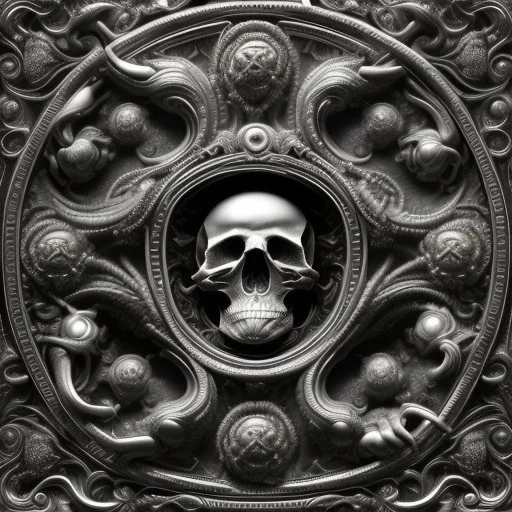 the source of future growth dramatic, elaborate emotive metallic Baroque and Rococo styles to emphasise death as a transcendental, seamless pattern, symmetrical, large motifs, sistine chapel ceiling, 8k image, sharp focus, gothic mothifs and (skulls:1) in rococo style, black metal forge, black colors, perfect symmetry, 3D, no blur, sharp focus, photorealistic, insanely detailed and intricate, cinematic lighting, Octane render, epic scene, 8K