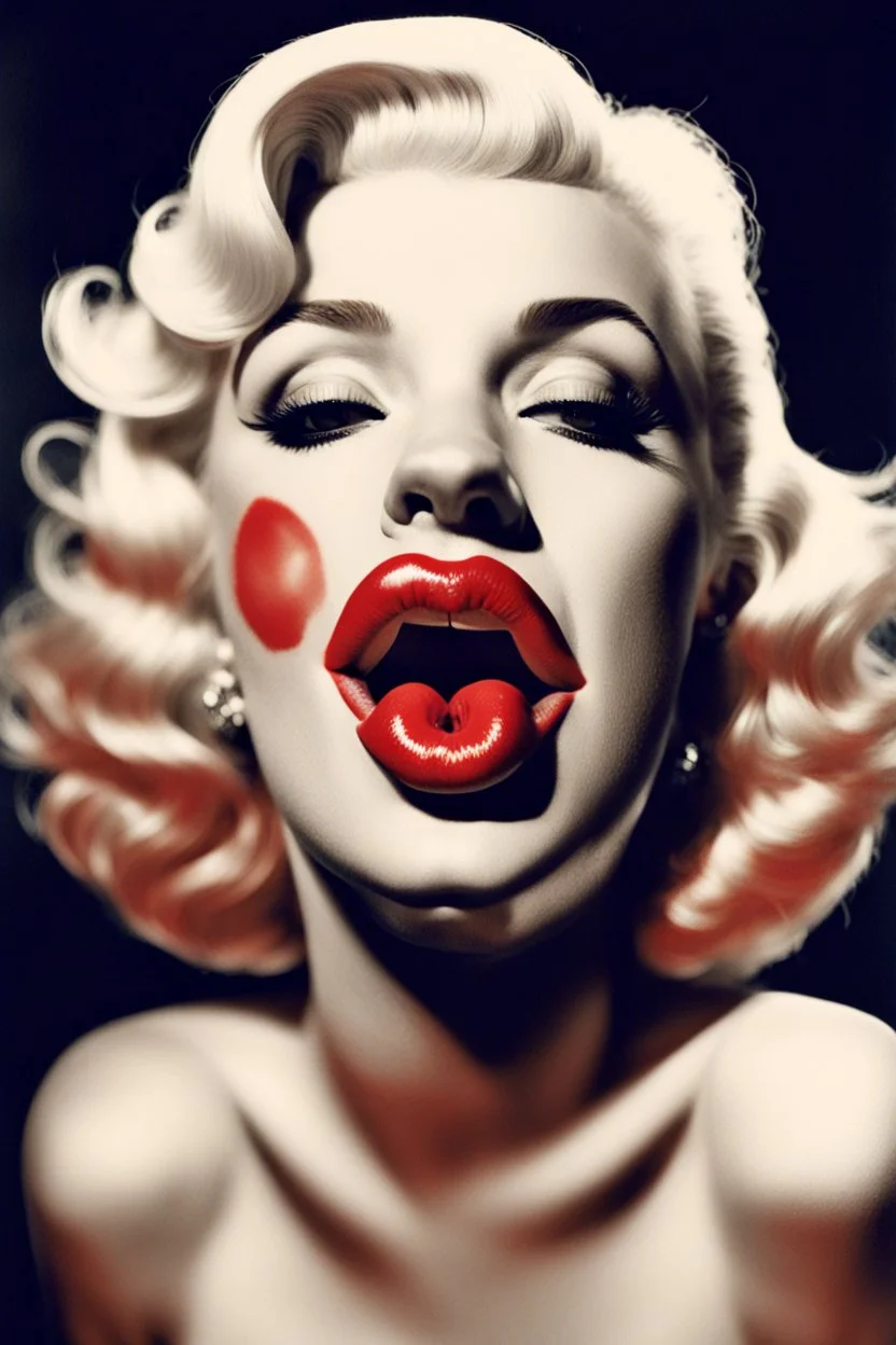 marilyn monroe cow with big lipstick mouth, big lips