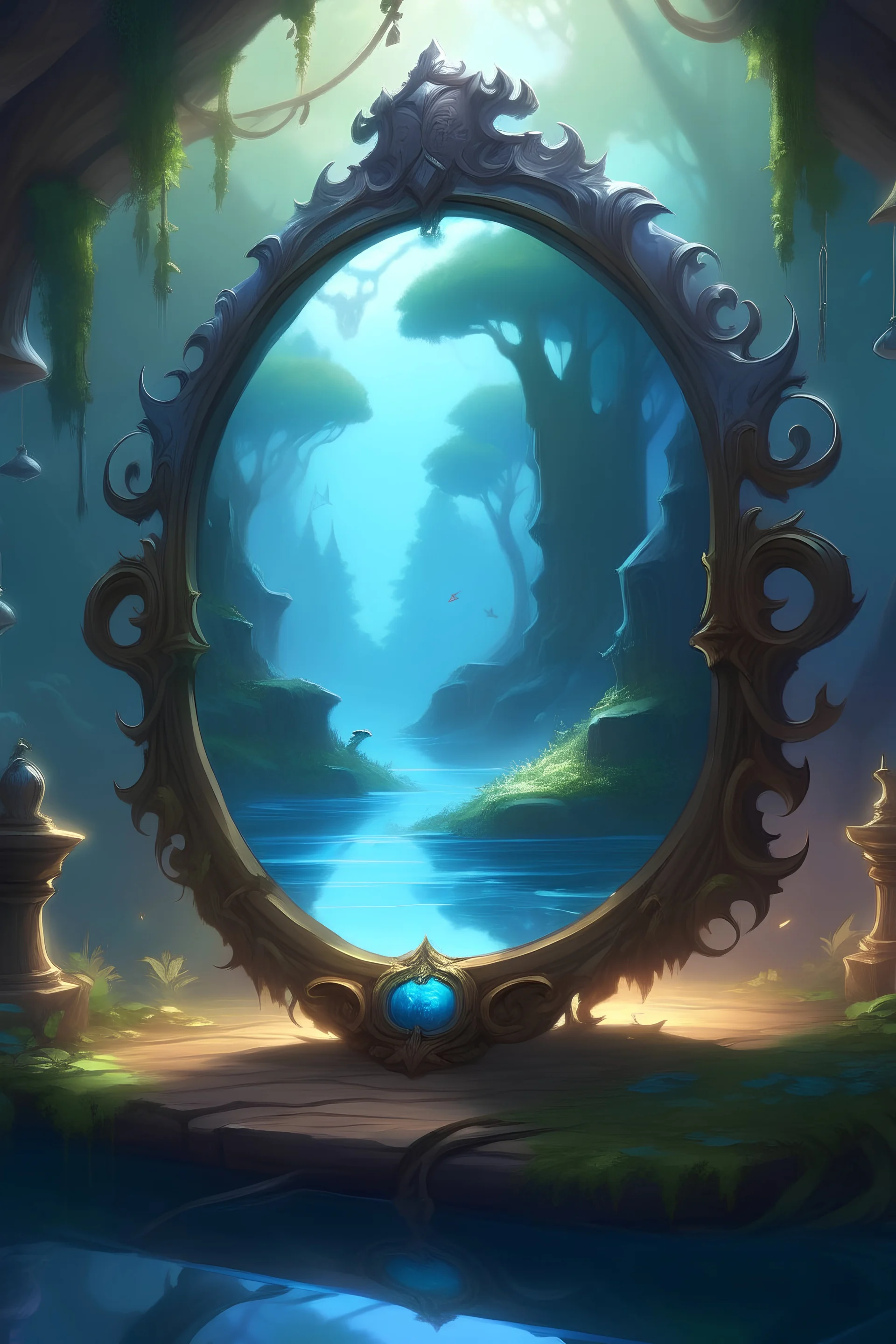 fantasy concept art floating magic mirror