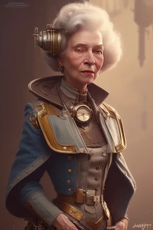 cute grandma steampunk, daylight, higly-detailed, soft light atmosphere，8k, artgerm, derek zabrocki, greg rutkowski, hdr，light effect，