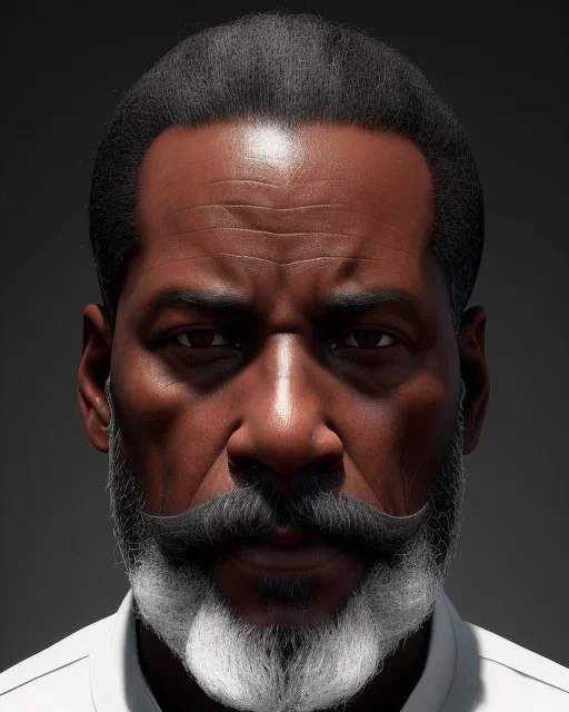 "MIddle aged black human male, with a trimmed but uneven beard, piercing eyes with slick back hair, full-scale head and shoulders portrait, 8k resolution concept art portrait by Greg Rutkowski, Artgerm, WLOP, Alphonse Mucha dynamic lighting hyperdetailed intricately detailed Splash art trending on Artstation triadic colors Unreal Engine 5 volumetric lighting Splash art fantasy"