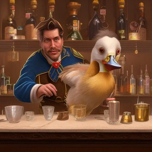 An Aylesbury Duck Being a Bartender in a Tavern