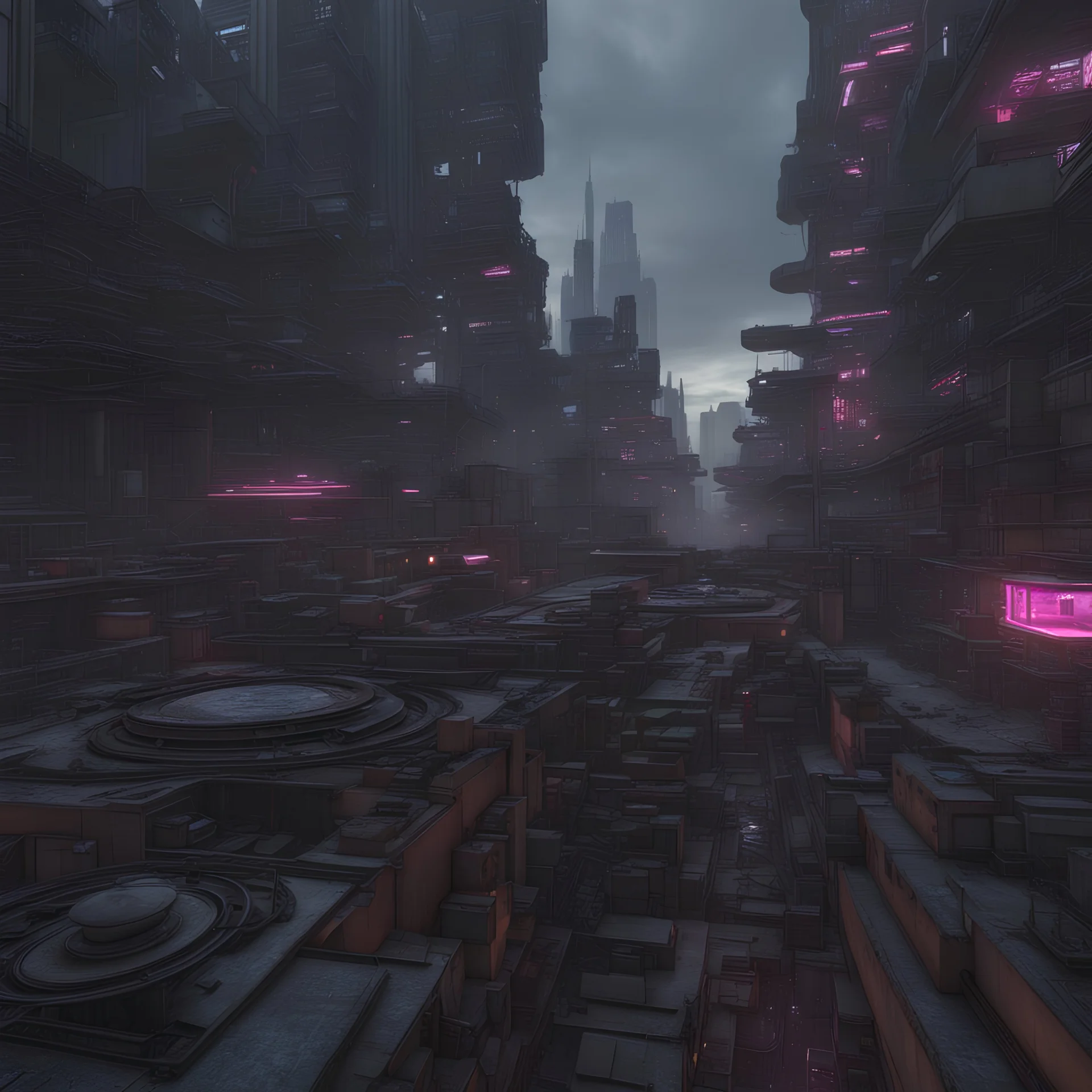 hdri environment of a cyberpunk cityscape