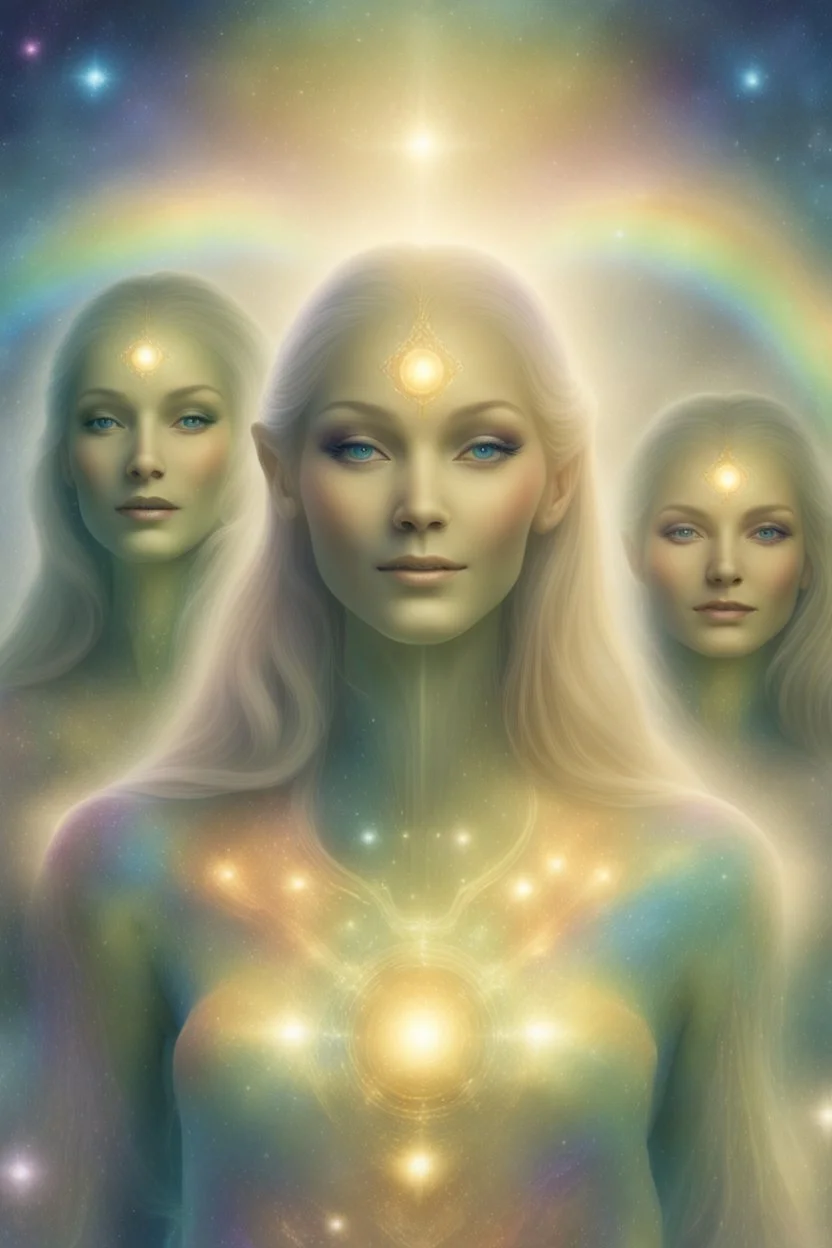 cosmic woman,peau bleu,beautiful ufos rainbow, admiral from the future, galactic confédération, fine whole face, crystalline skin, expressive purple eyes,rainbow, smiling lips, very nice smile, costume pleiadian, Beautiful tall woman pleiadian Galactic commander, ship, perfect datailed golden galactic suit, high rank, long blond hair, hand whit five perfect detailed finger, amazing big puple eyes, mouth, high définition lips, cosmic happiness, bright colors,smile