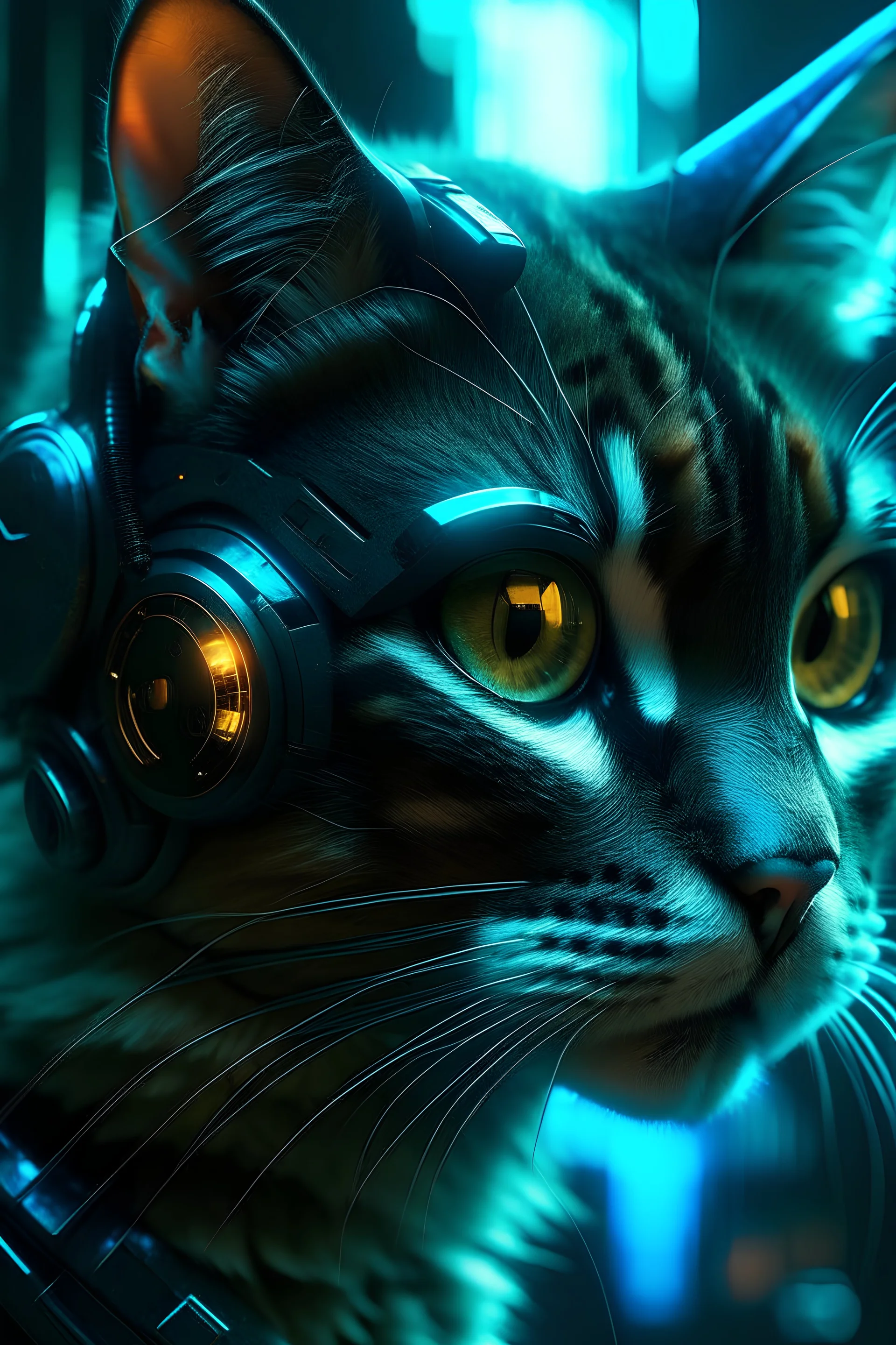 cyberpunk image with a cat