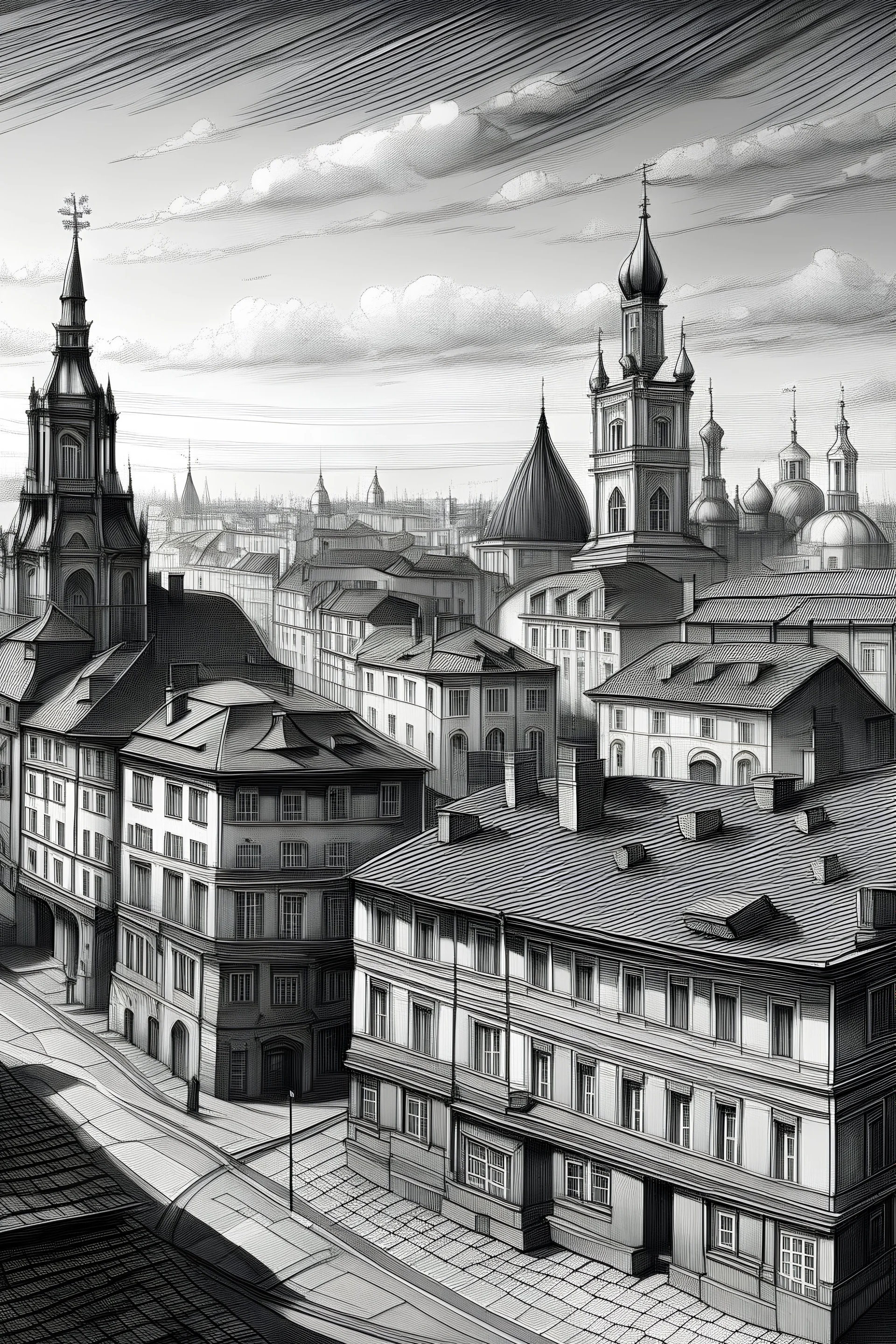 Drema city, drawing, gray , beutiful