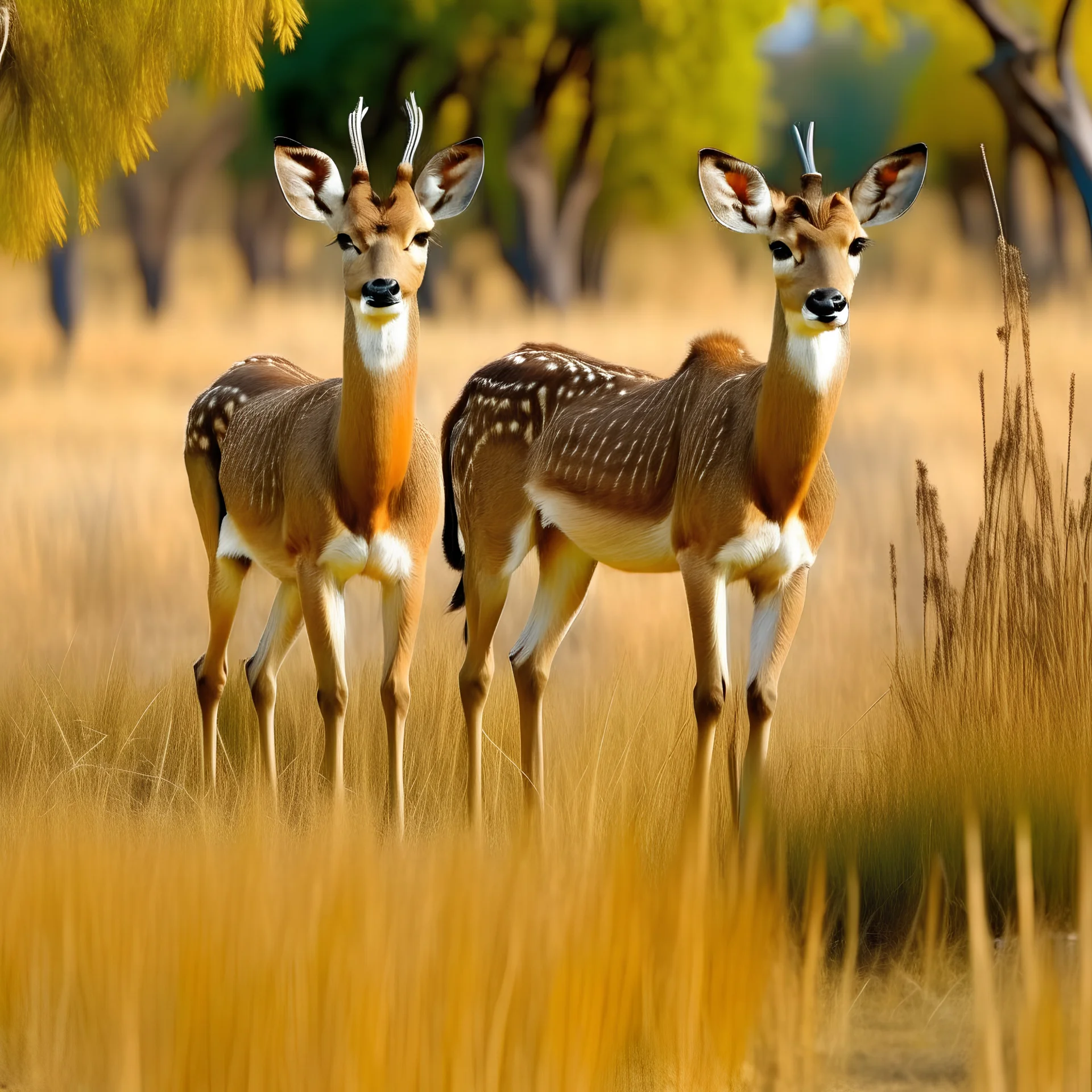 A beautiful and graceful deer pair in the savanna area