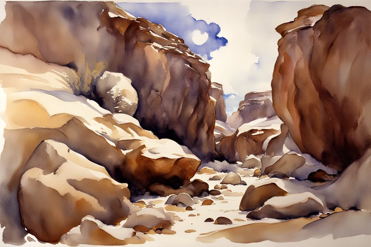 Clouds, rocks, cliffs, rocky land, sci-fi and fantasy, beyond and trascendent, 90's sci-fi movies influence, john singer sargent watercolor paintings