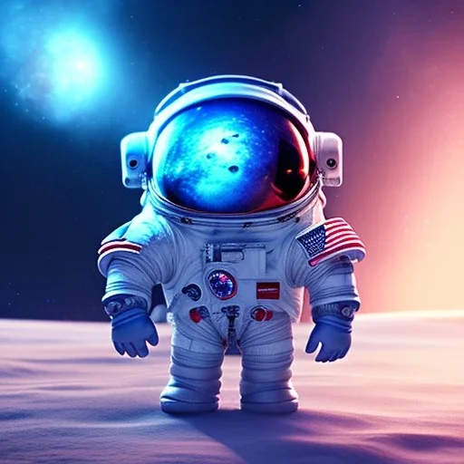 pixar style anamorphic cute astronaut floating in space, full body, puffer jacket, dramatic lighting, hyper realistic, unreal engine 5, 16k, background:space