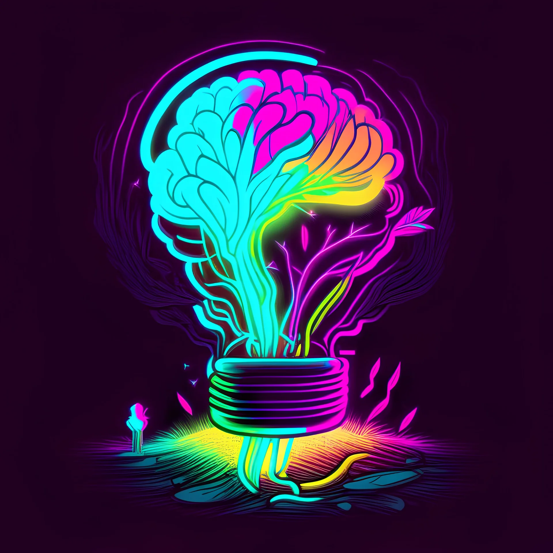 seed of thought neon cartoon