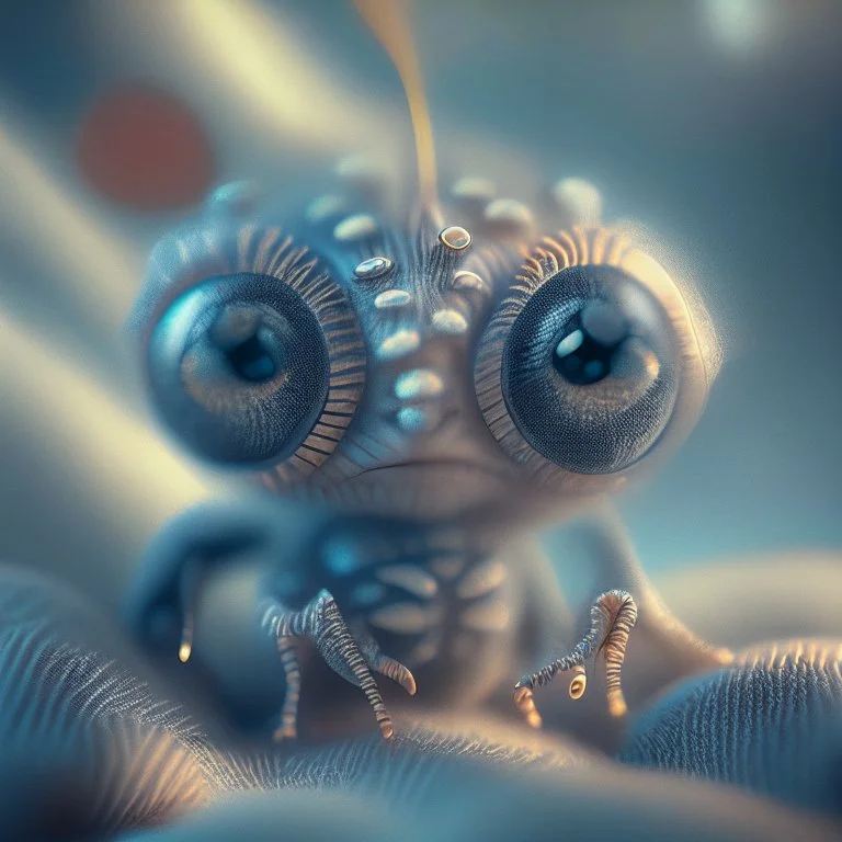 macro photography of a cute tiny alien creature, 8k resolution, photorealistic, ultra detailed