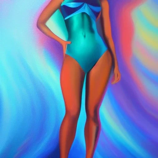 Full body portrait, painting, medium shot lady Candycore