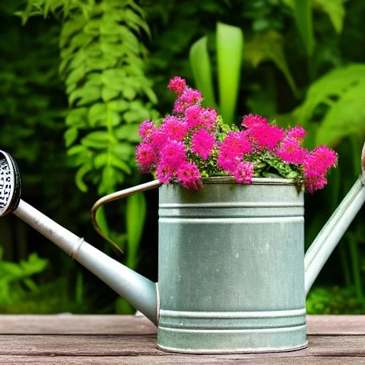 beautiful old watering can surrounded by gorgeous plants and flowers Modifiers: Award winning photography oil on canvas beautiful