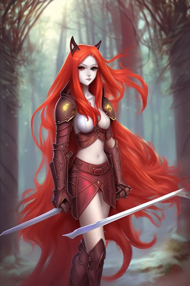 Teenaged Female Red haired kitsune paladin