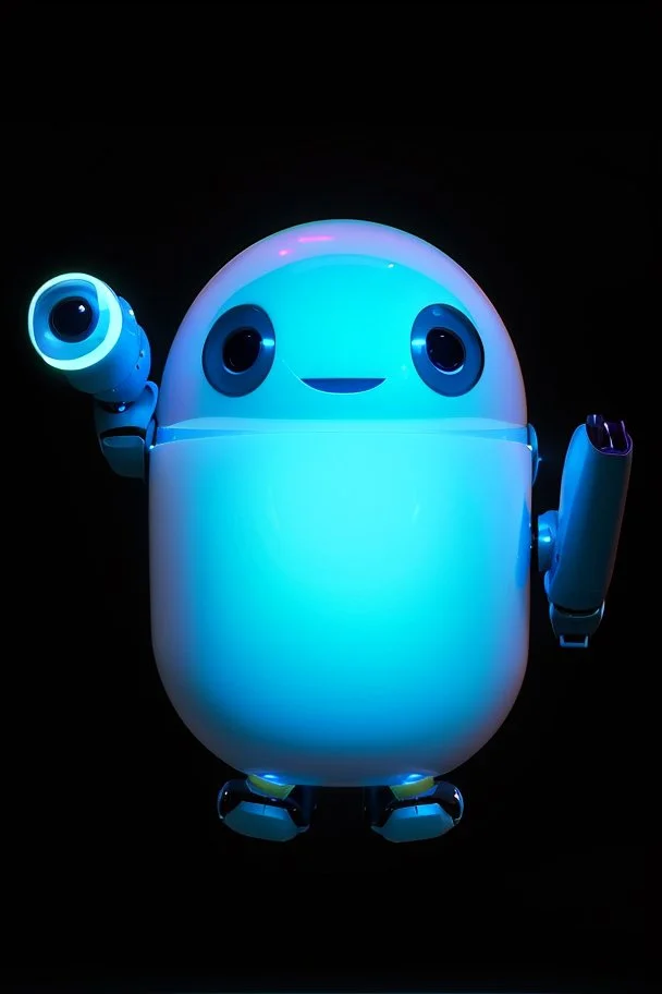 Full portrait of a cute robot painter. full body, oval body, two arms, happy face, white robot, digital eyes, white background, awesome Pose, Character Design By Pixar And Hayao Miyazaki, Unreal 5, Daz, Octane Render, Dynamic Lighting, Volumetric lighting, Intricate Detail, Cinematic