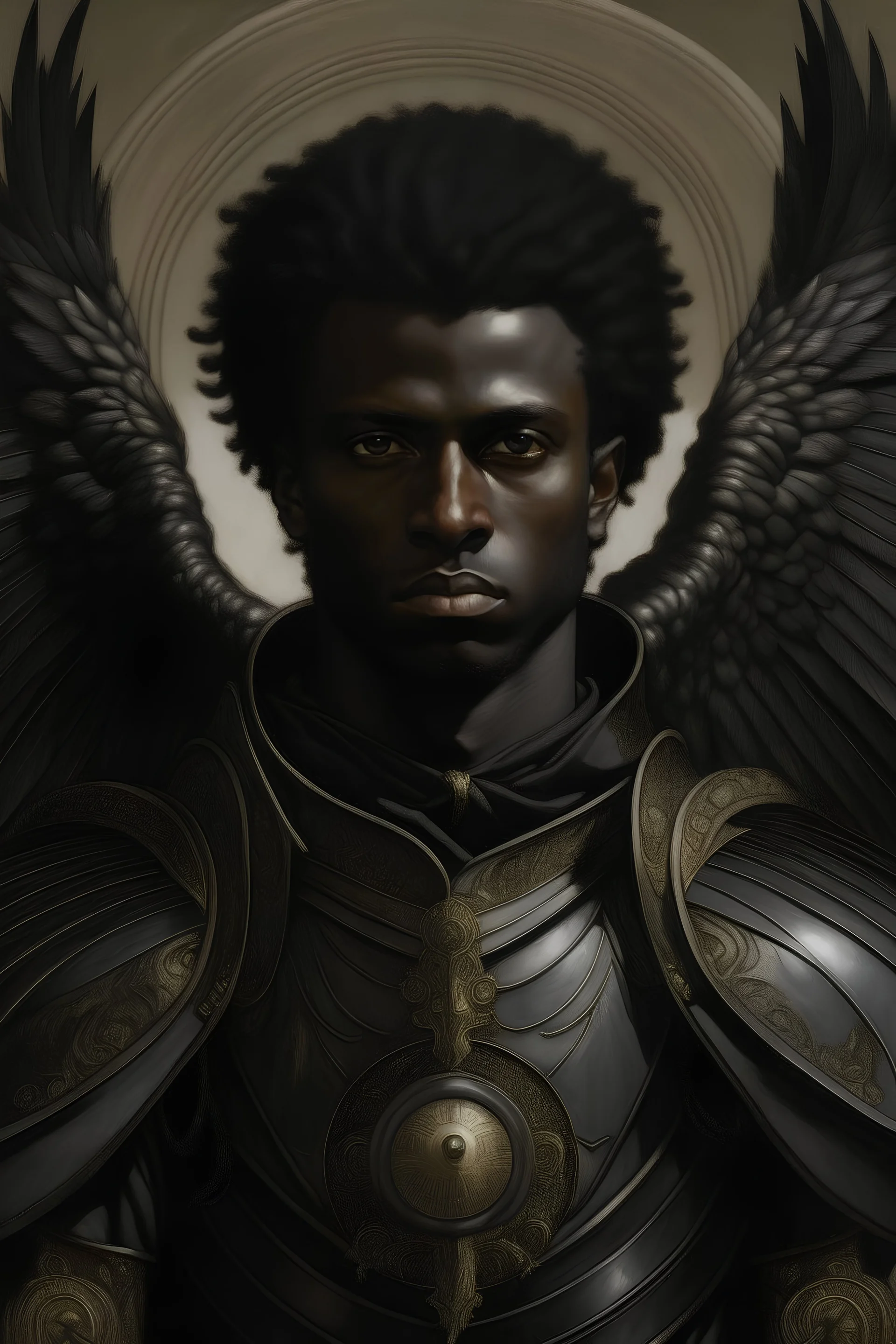 portrait of a male black archangel