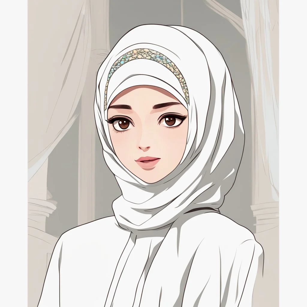 A hejab girl , vectorized , anime , 8k