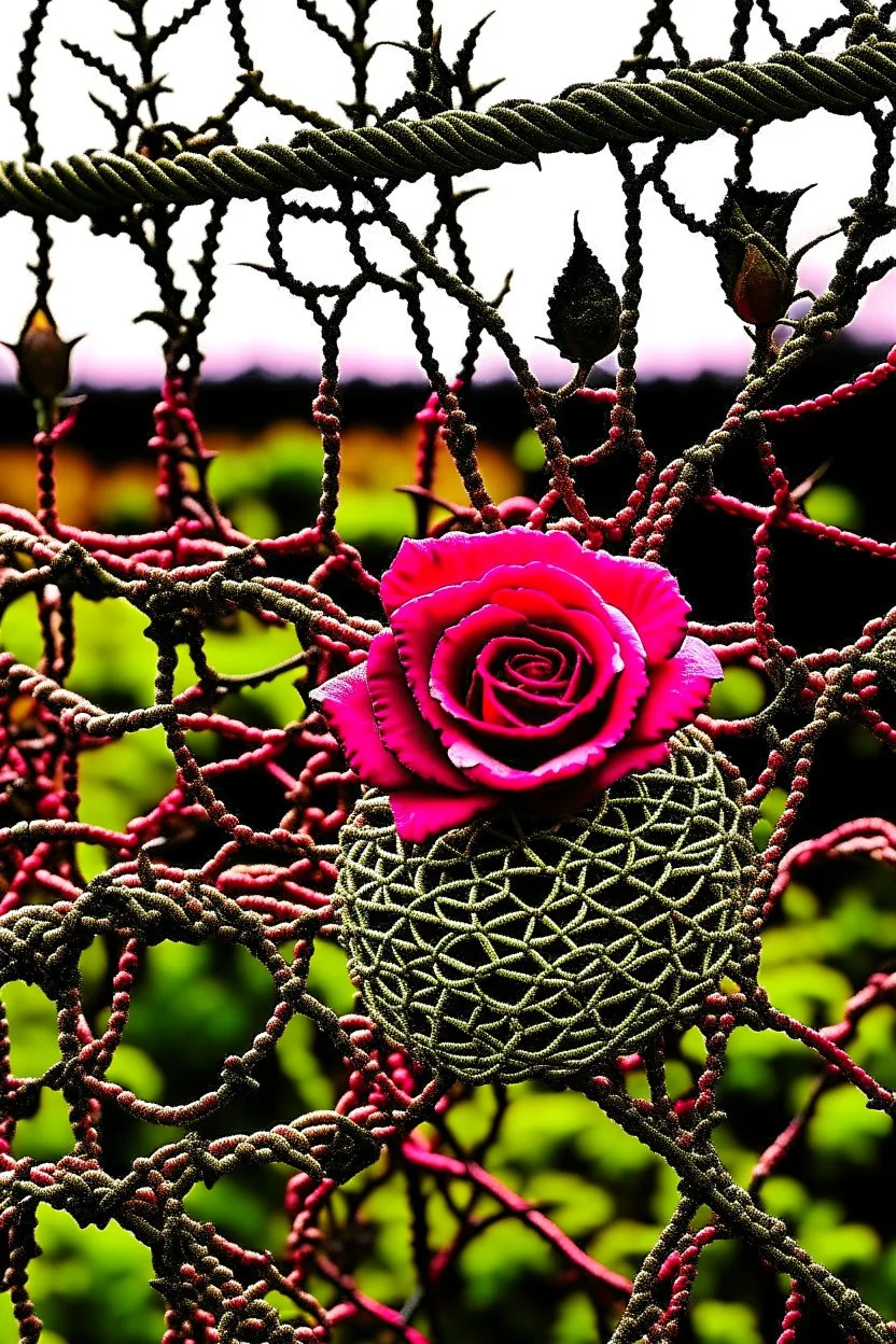 Rose-flower wrapped with barbed-wire