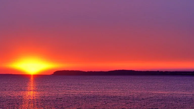 sunset over the light rippling waters of the bay