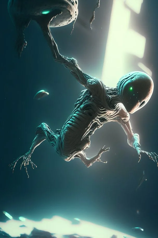 Falling alien , HD, octane render, 8k resolution