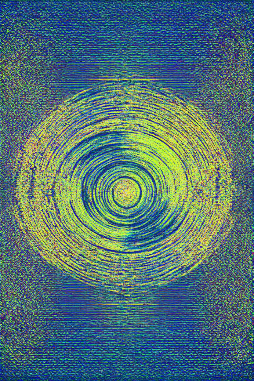 merging of solar and lunar forces; surreal art with elements of optical art