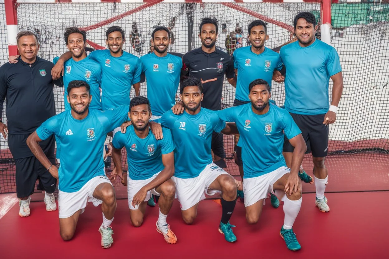 bangladesh football team, Filmado em Canon EOS R5, lente 50mm, profundidade de campo, velocidade do obturador 1/1000, f/2.8, balanço de branco, 6000k. Alta resolução, detalhes realistas, efeito HDR, grão de filme, 4K. –ar 16:10 –s 700 –q 5