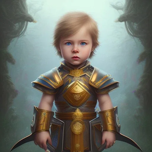 super sweet and mega cute male human toddler, super sweet and mega cute epic human fantasy king, majestic, ominous, art background, intricate, masterpiece, expert, insanely detailed, 4k resolution, retroanime style, cute big circular reflective eyes, cinematic smooth, intricate detail , soft smooth lighting, vivid deep colors, painted Rena