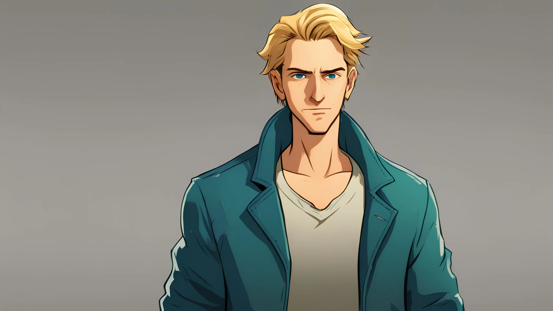 George is estimated to be 28 years of age (as of Broken Sword 4). His trademark appearance consists of blond hair, cut short in the back but left long in the front, as well as jeans with incredibly deep pockets and a blue-green jacket over a white t-shirt.