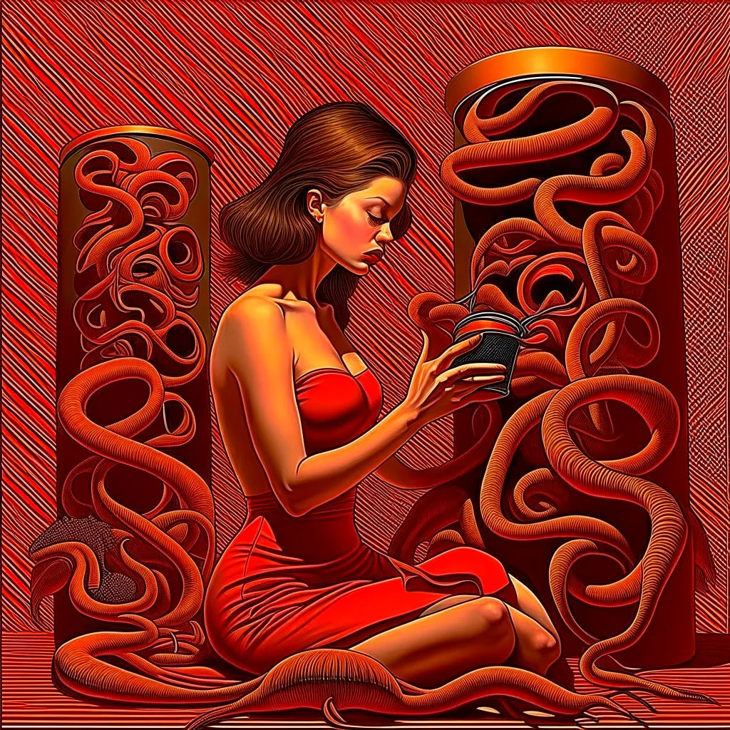 opening a can of worms, neo surrealism, by Michael Hutter, by Igor Morski, smooth beautiful but sinister, sharp colors.