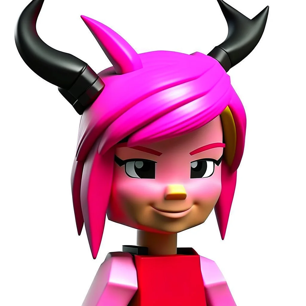 ROBLOX character pink hair with horns