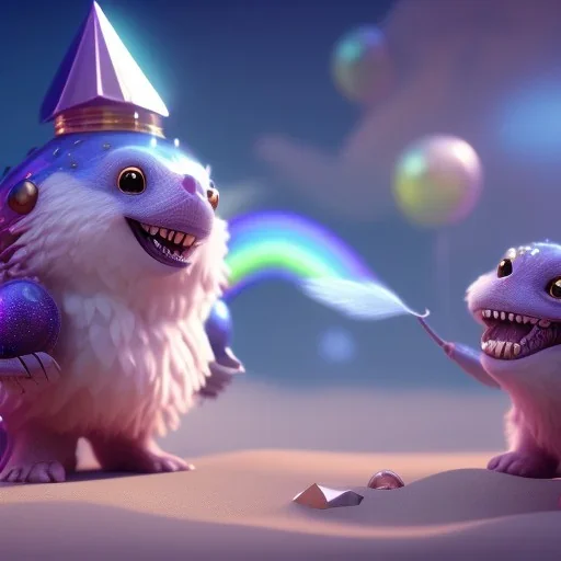 tiny cute fluffly fantasy creatures on a tropical beach, rainbow fuzz, adorable, unreal engine, octane render, bokeh, vray, houdini render, quixel megascans, arnold render, 8k uhd, raytracing, cgi, lumen reflections, cgsociety, ultra realistic, 100mm, film photography, dslr, cinema4d, studio quality, film grain