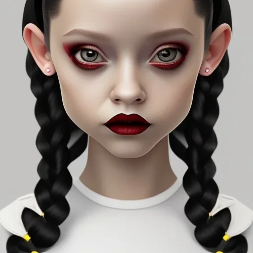 jenna ortega wednesday addams hair, wednesday addams make up, wednesday addams black dress, cinematic, wednesday style, hyper detail, 8k resulation