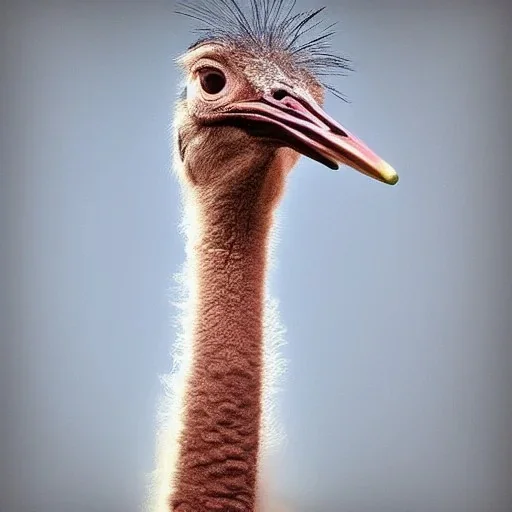 **a character Olivia the Ostrich is a hyperrealistic appearance fast-moving bird with long pink and green feathers a curious nature and a sharp focus. She see the world in a whole new way, and is always eager to learn new things. Olivia is a bit of a neat freak, and can often be found tidying up or organizing her things. Her hyperrealistic appearance is enhanced by the use of Unreal Engine technology and cinematic lighting