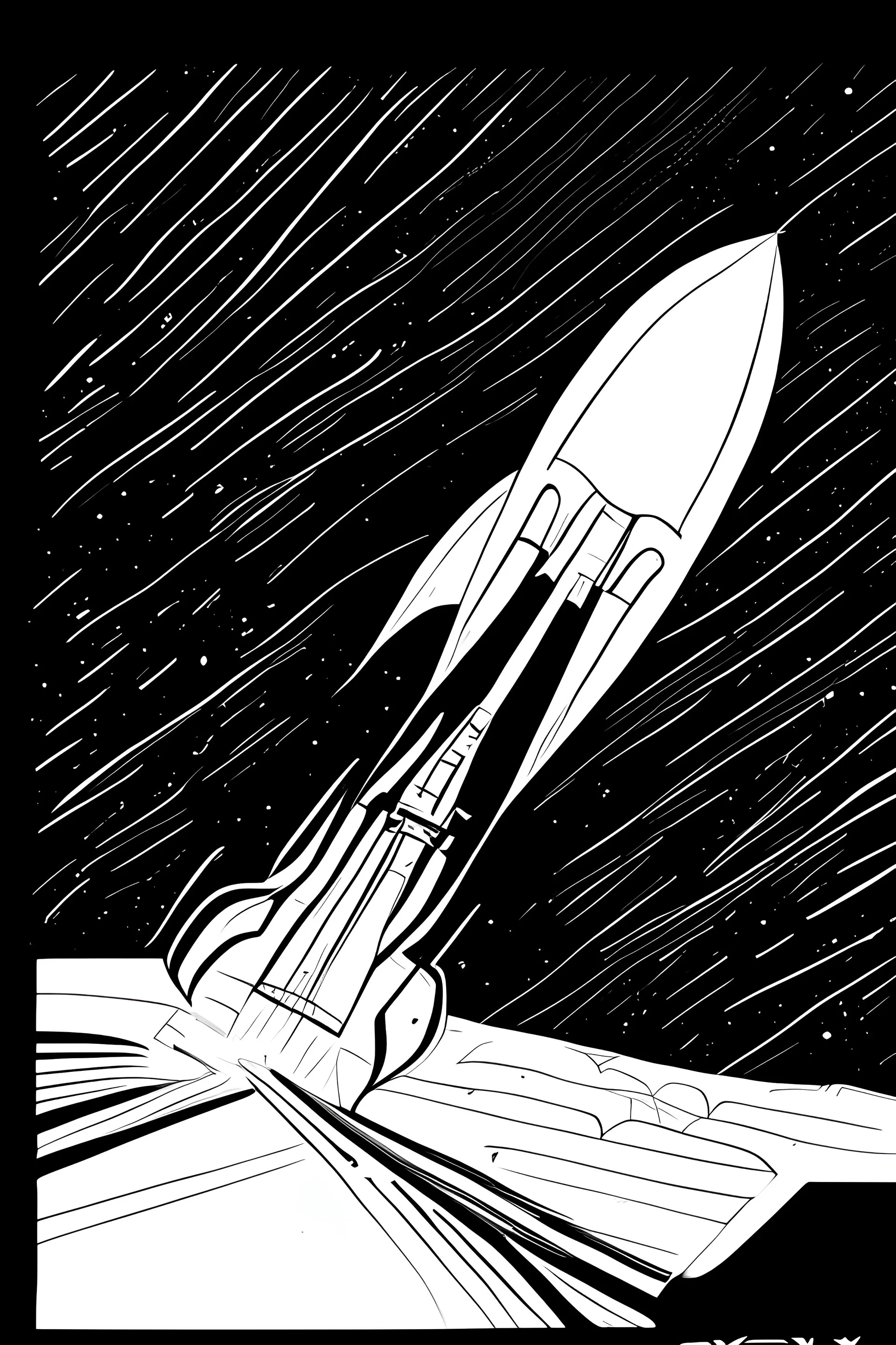 space X in single line art black and white for an academic report cover page